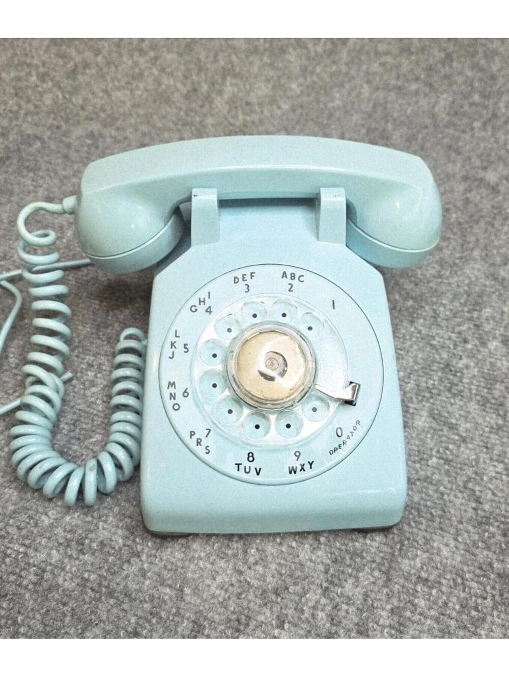 Rare EXCELLENT VINTAGE WESTERN ELECTRIC CLASSIC TEAL ROTARY DIAL DESK PHONE READ